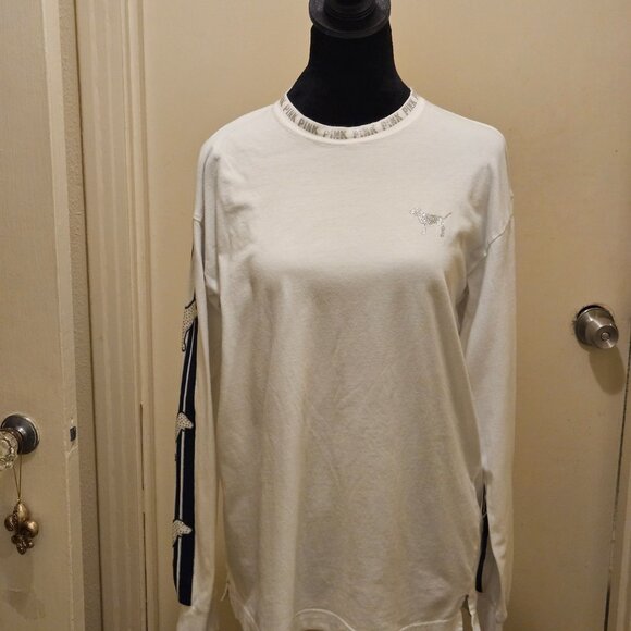 Victoria's Secret  Blue Rhinestone Dog Bling Shirt Long Sleeve White Cotton XS - Picture 6 of 9